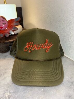 Olive Green "Howdy" Embroidered Trucker Hat